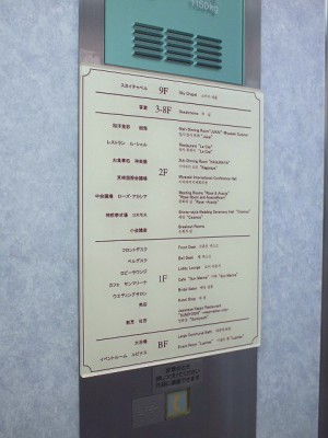 エレベーター内フロア案内表示板